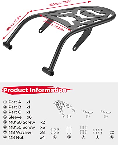 Kemimoto Motorcylce Rear Rack Compatible With 2008-2023 Xt250 Luggage Rack Carrier Rear Tail Storage Rack Cargo Enduro Luggage Rack #TOP5