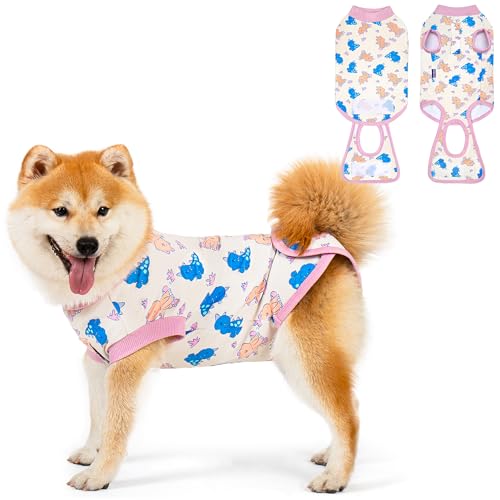 Image of cyeollo Recovery Suit for Dogs Surgery Suit Female Spay Soft Breathable Pet Onesie Bodysuit Male Dog Neuter, Small Medium Dogs Surgical Recovery Shirt, Dinosaur, L