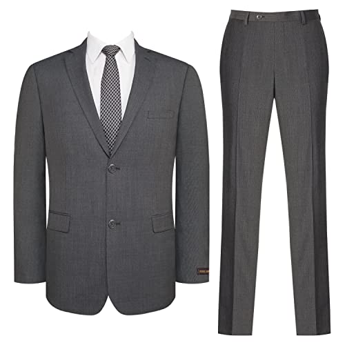 Mens Suit 2 Piece Slim Fit Wool Blend Business Casual Jacket Blazer and Pants Set