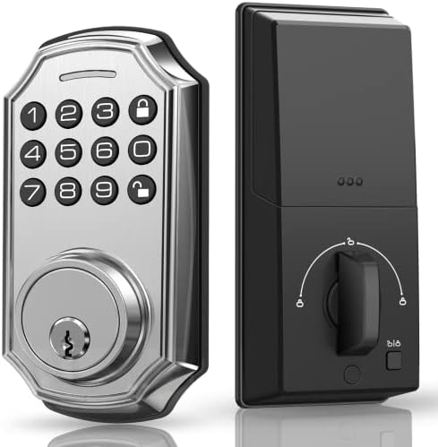 Keypad Deadbolt with Voice Prompts, BULIST Keyless Entry Door Lock with Keypad, Smart Deadbolt Lock for Front Door, Auto Lock & Disable, 1S Locking, Easy to Install and Program (Satin Nickel)