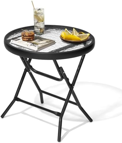 Outdoor Side Table - Small Patio End Table All Weather, Patio Fur...