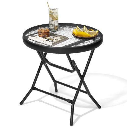 JOINHOM Outdoor Side Table - Small Patio End Table All Weather, Patio Furniture Sets and Outside Furniture for Pool, Balcony, Deck, Porch, Black by JOINHOM - Used condition - US$24.59