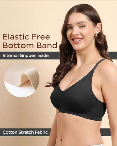 Image of Tweens Cotton Padded Bonded Bra for Women | Full Coverage Wire-Free Bra | Seamless No-Dig Comfort | Breathable Cotton | Elastic-Free Bottom Band & Side Wings | Pack of 1