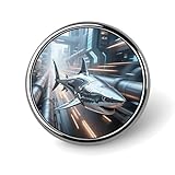 Broches de solapa esmaltados con diseño futurista de tiburón mecánico, hormiga plateada del Sáhara buscando alimento - Broches redondos y bonitos, unisex para ropa, sombreros, bolsos y mochilas