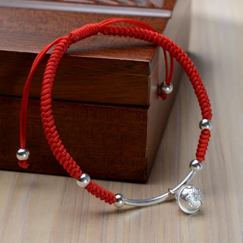 Red Bracelet, 925 Sterling Silver Amulet Bell Charm Buddhist Lucky Red String Rope Thread pulsera roja de Protection Tibetan Bracelets for Women 6