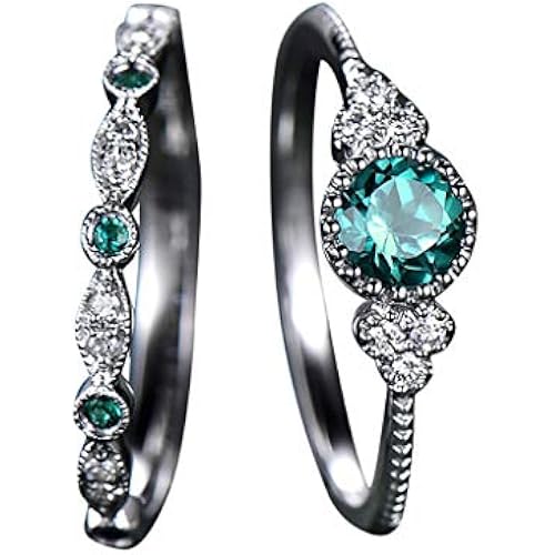 Womens Luxury Rings, 2pcs Sparkling Natural Gemstone Ring