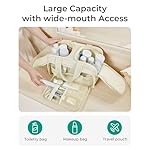 BAGSMART Travel Toiletry Bag, Crush Toiletry Bag for Women, Wide-open Puffy Toiletry Bags for Traveling, Large Travel Cosmetic Makeup Bag Organizer for Accessories,Toiletrie, Beige - Image 2