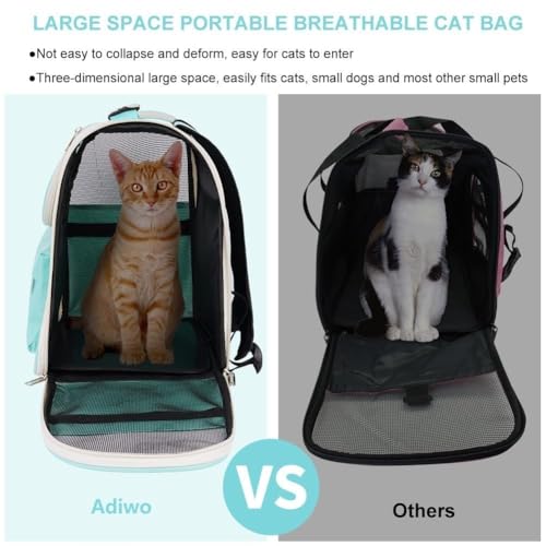 Adiwo Katzenrucksack,Hunderucksack bis 7.5kg Raumkapsel Haustier Rucksack für Katzen und Hunde Welpen Tragbar Transportrucksack mit Transparentes Fenster und Anti-offener Reißverschluss mit Hundenäpfe