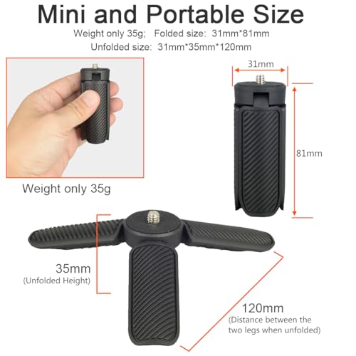 Image of Mini Tripod for DJI OSMO Pocket 3, Portable Handheld Tripod Handle Grip Self Stick Desk Tabletop Stand Mount with 1 /4 inch Screw for DJI OSMO NANO Action 6 5 Pro 4 /Gopro13 12 /Insta360 X5 X4 Ace Pro /AKASO