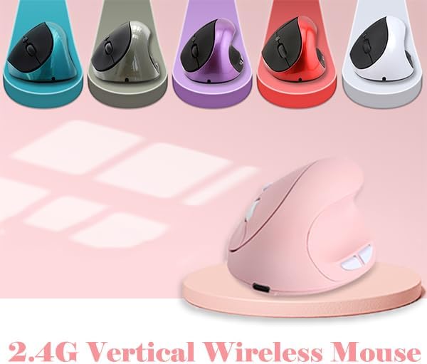 Miniatura 2 de Mouse inalámbrico vertical de 2.4G con receptor USB, 6 botones, diseño vertical ergonómico hacia adelante y hacia atrás, ratones verticales