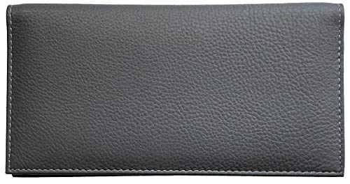 Grey Basic Genuine Leather Checkbook Cover For Men & Women #TOP27
