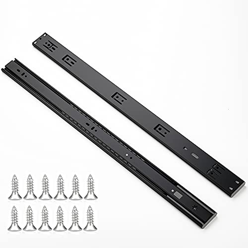 Image of Ravinte 24 Inch Soft Close Drawer Slides 10 Pairs 20 Pack Black Full Extension Ball Bearing Drawer Glide Side Mount