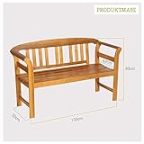 acamp Hochwertige Gartenbank Batam 2-Sitzer aus Akazienholz mit Teaköl Finish geschnitztes Rosenmuster - 4