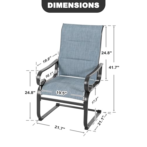 Image of NUU GARDEN Patio Dining Chairs Set of 4, All Weather Outdoor Padded Textilene Patio Chairs， Powder-Coated Metal Frame Patio Furniture for Backyard Garden Poolside Lawn, Blue and Black