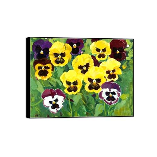 Impression sur toile fleurs jaunes cadre noir image murale salon