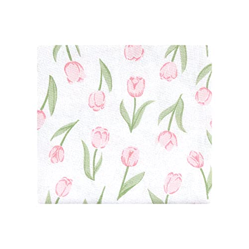Image of Hudson Baby Unisex Baby Cotton Flannel Receiving Blankets Bundle, Pink Tulips, One Size