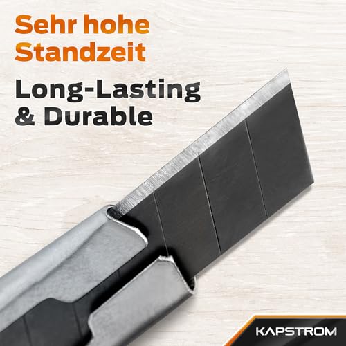 KapStrom Cuttermesser-Klingen (schwarz, 100 Stück), scharfe Allzweckmesser-Ersatzklingen, 18 mm robuste Abbrechklingen aus Karbonstahl