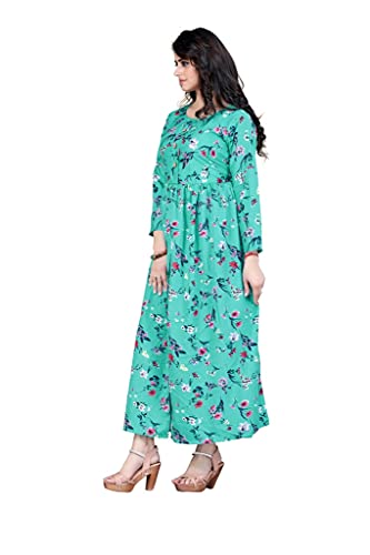 Image of H.E HAMZA ENTERPRISER Printed Crepe Material Brown Western Dress For Women