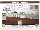 Retique It Wood Finish Tabletop Kit – GO Beyond Faux Wood with Paintable Liquid Wood Based Primer and Gel Stain - Graining Tools Included (Tabletop Kit, Dark Oak)