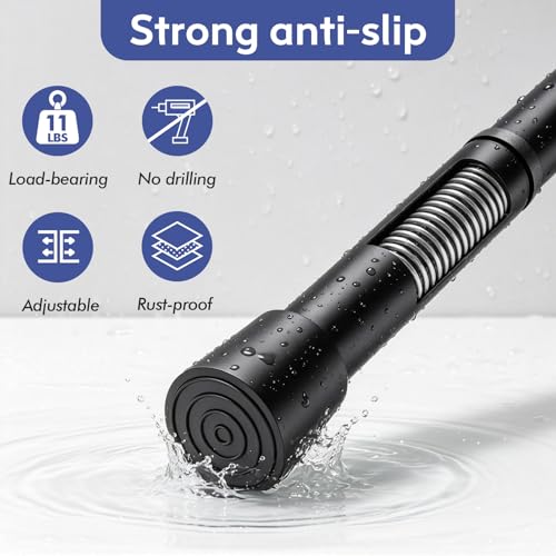 Image of Corklatta 2 Pack Black Spring Tension Curtain Rods Adjustable 16 to 28 Inch, 1 /2 inch Diameter Small Tension Rod,No Drill Curtain Rods for Window