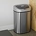 NINESTARS Automatic Touchless Infrared Motion Sensor Trash Can with Stainless Steel Base & Oval, Silver/Black Lid, 21 Gal