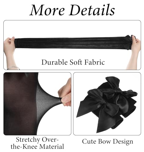 Image of Thigh High Stockings with Bows, Charming Stretchy Bow Stockings for Women