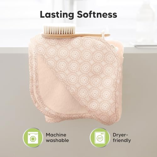 Image of Hooded Baby Towel for Newborn, Baby Bath Towels (Pink Crystal, 35x35) | Viscose Derived from Bamboo, Large Baby Towels with Hood, Boys, Girls, Toddler, Soft Absorbent Baby Bath Essentials
