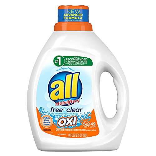 All Liquid Laundry Detergent With Oxi Stain Removers And Whiteners, Free Clear, 49 Loads, 88 Fluid Ounce #TOP2