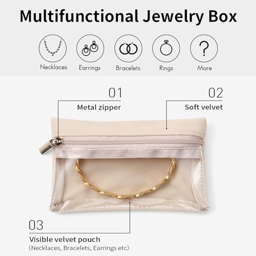 Image of Sichumaria Travel Jewelry Pouches,4PCS Velvet Jewelry storage bags with Zipper Clear Travel Jewelry Bag for Rings Earrings Necklaces