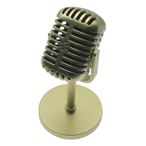 FDXGYH 1pcs Microphone Props Model Retro Prop Mic Plastic Fake Microphone with Stand for Party Role Play Stage Table Decorations