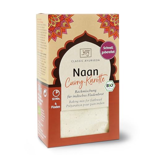 Classic Ayurveda - Bio Naan Curry-Karotte - 240 g - Backmischung für indisches Fladenbrot, verfeinert mit Curry und Karotte