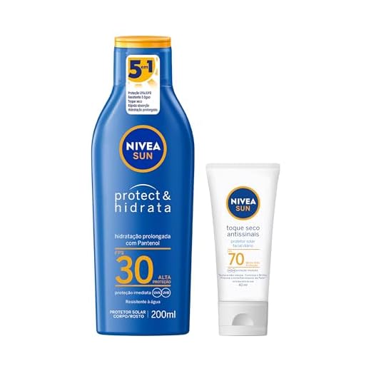 NIVEA SUN Protetor Solar Protect & Hidrata FPS 30 200ml + NIVEA SUN Protetor Solar Facial Toque Seco Antissinais FPS 70 40ml