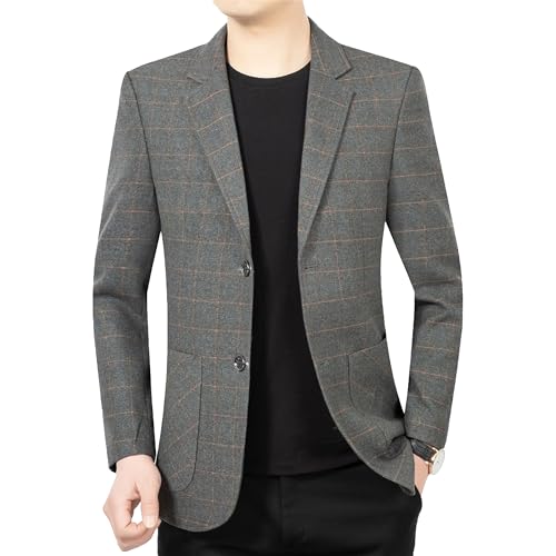 Men's Plaid Slim Blazers Business Casual Spring Autumn Suit Jacket Casual Sport Coat