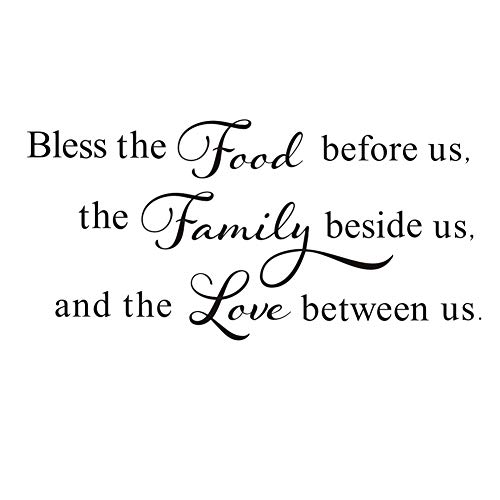 Bless This Food Before Us,The Family Beside Us, and The Love Between Us Wall Decal, Kitchen Dining Room Prayer Sticker, Family Love Positive Quote Thanksgiving Decal