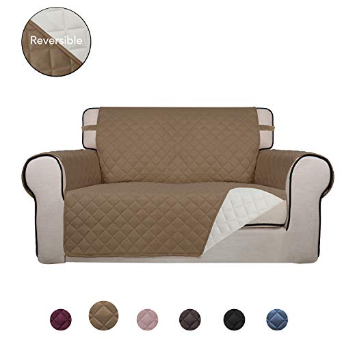 PureFit Reversible Quilted Sofa Cover, Water Resistant Slipcover Furniture Protector, Washable Couch Cover