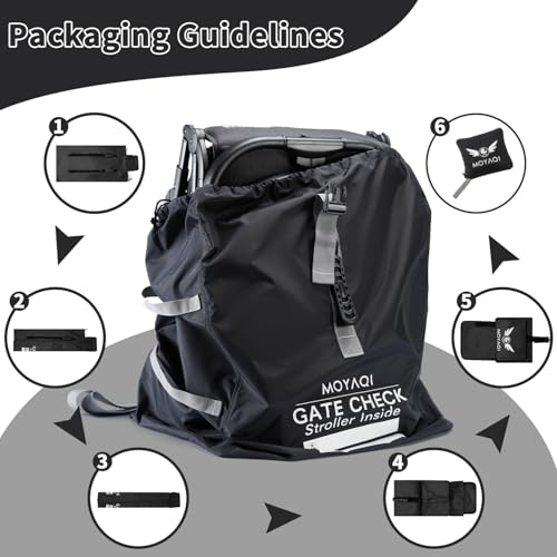 Image of MOYAQI Stroller Travel Bag for Airplane, Gate Check Bag Backpack with Durable Nylon,Adjustable Carry Straps,Infant Carriers & Booster Seats (Black)