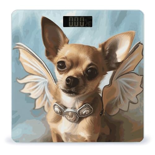 Báscula de baño digital con alas de ángel marrón Chihuahua miniatura 1