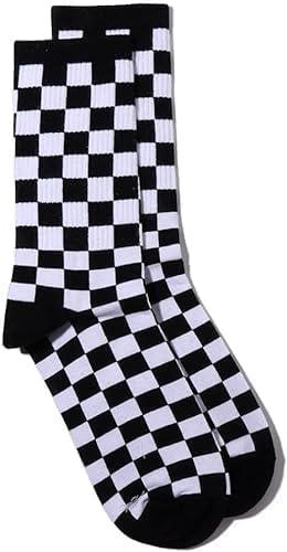 1Pair Fashion Harajuku Trends Checkerboard Socks Geometric Checkered Socks Hip Hop Cotton Unisex Print Skateboard Soks