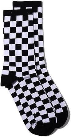 1 Pair Checkerboard Pattern Unisex Cotton Socks, Hip Hop Style,Fashion Harajuku Trends Socks Geometric Checkered Hip Hop Cotton Unisex Print Skateboard Soks Easy to Wear, Girls Clothing