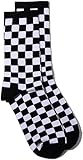 1 Pair Fashion Harajuku Checkerboard Socks,Geometric Cotton Hip Hop Socks for Girls and Unisex,Skateboard Streetwear, Trendy Crew (Black/White Print, Comfort Fit)