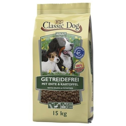 Classic Dog Ente & Kartoffel (1 x 15 kg) | getreidefreies Hundefutter | Ente als optimale tierische Proteinquelle | Super Premium Trockenfutter für ausgewachsene Hunde