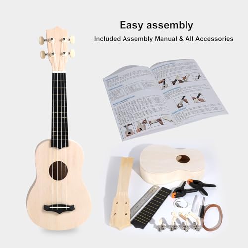 Lieke Diy Ukulele Kit With Assembly Manual And All Accessories,Build Your Own Ukelele Instrument For Kids Adult thumb #4