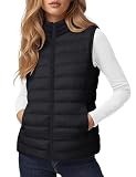 YUCOLEN Women's Quilted Puffer Vest with Inner Pockets Winter Warm Lightweight Sleeveless Stand Collar Puffy Jacket 2026(Black, Large)