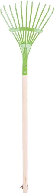 Bigjigs Toys Kids Long Handled Leaf Rake with Wooden Handle - Rake for Leaves, Quality Kids Gardening Tools & Childrens Gardening Sets, Outdoor & Garden Toys
