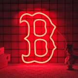 Tazylepot 12.5/ x 9/ Red Sox Neon Sign Light BOS or BRS Neon Sign for Wall Decor Man Cave Neon Lamp Baseball Team Logo Sign Bar Pub Birthday Gift for Men (Red B) zzz-17