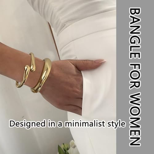Chunky Gold Bangles Bracelets for Women Gold Cuff Bracelet Set Waterproof Non Tarnish Stack Bracelet for Women Gifts2