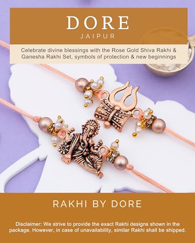 Image of Hyperfoods Rakhi Set for Brother Wobniar Truffle Selection Chocolates Gift Pack 250 Grams Rose Gold Shiva & Ganesha Rakhi Set of 2 with Roli & Rice