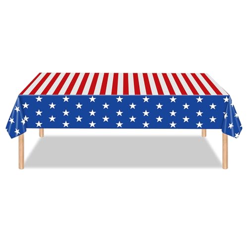 American Flag Table Cloth American Diner Accessories Party Tablecloth Plastic Tablecloth American Flag Table Cover Wipeable Rectangular Party Table Cover for American 4th July Independence Decorations