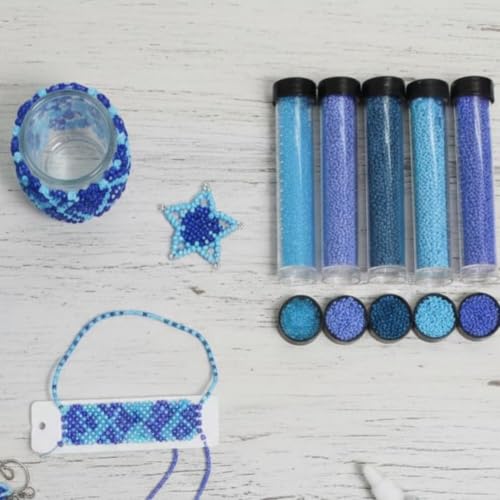 Image of Beadsnfashion Preciosa Seed Beads Tube Combo, 5 Shades of Turquoise Color Size 11 /0 (2 MM) for Beading, Jewellery Making, Embroidery, Bracelets, Necklace and Craft Projects