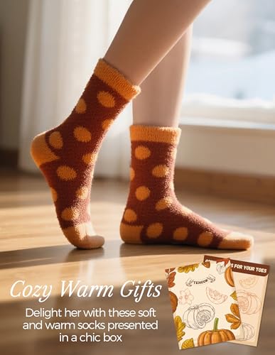 Image of TEHOOK Warm & Cozy Gifts for Women, Fluffy Fuzzy Plush Sleeping Slipper Socks - Soft Warm Fabric
